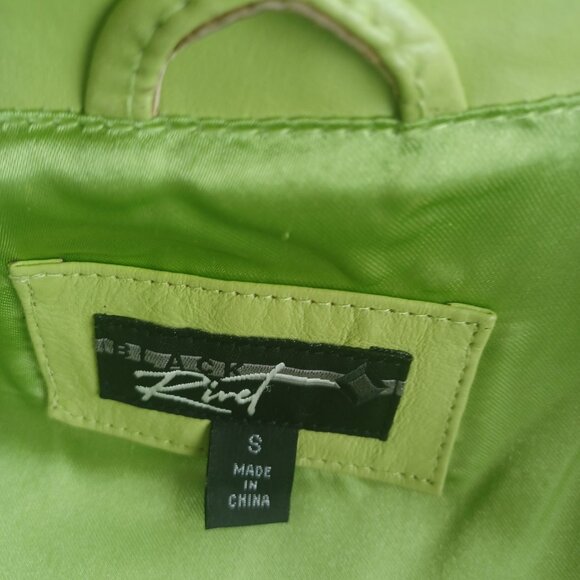 Leather jacket, by Rivet, lime green, size S - Picture 10 of 11
